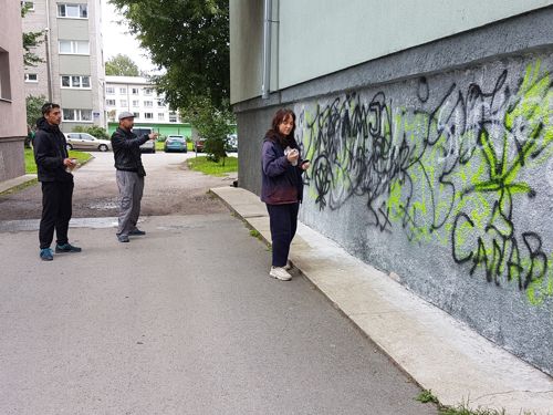 Graffiti in protected wall